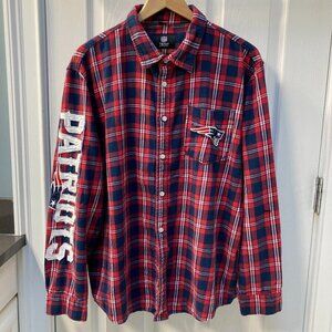 New England Patriots Great Design Logos Rough & Tough Flannel Shirt Size Large